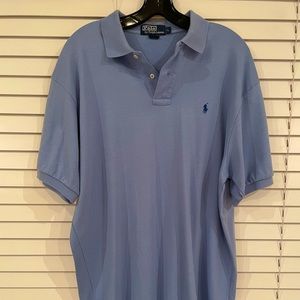 Polo: light blue classic fit polo shirt—Large